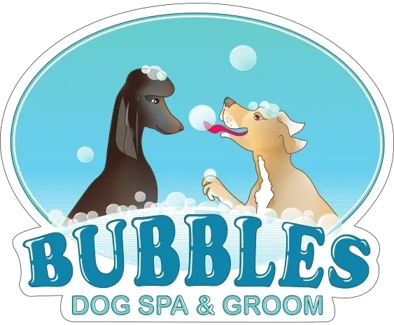 A dog and its owner are taking a bubble bath.